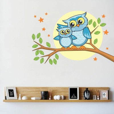 Art Kafe 51 cm Owls on Branch Stars Sticker ( Size :- 30 X 20 inch ) Self Adhesive Sticker(Pack of 1)