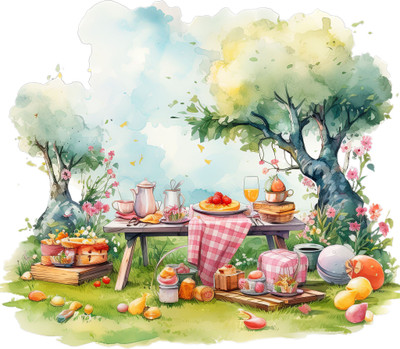 SoFFXia 18 inch Colorful Garden Lawns Nature Designs Wall Stickers for Home, Hall EDD_WS_19750 Self Adhesive Sticker(Pack of 1)