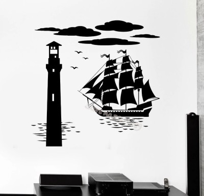 SnappyVinyl 56 cm Lighthouse Sea Nautical Marine Ship Self Adhesive Sticker(Pack of 1)