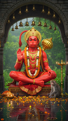 swaroopa 16.5 inch Hanuman Ji sticker Self Adhesive Sticker(Pack of 1)