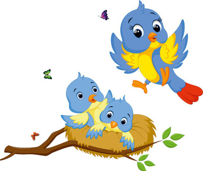 god & god's 27 cm Birds FAMILY Self Adhesive Sticker(Pack of 1)
