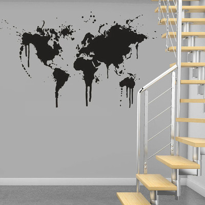 SnappyVinyl 48 cm Creative Design World Map Self Adhesive Sticker(Pack of 1)