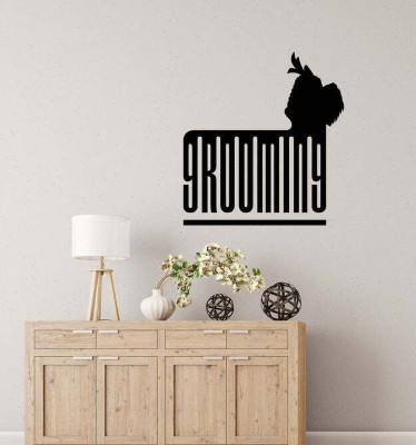 SnappyVinyl 33 cm Groommy Logo Comb Dog Pet Self Adhesive Sticker(Pack of 1)