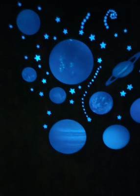 Kesar Desgins 30 cm galaxy night glowing Star Glow in the Dark Sticker(Pack of 6)