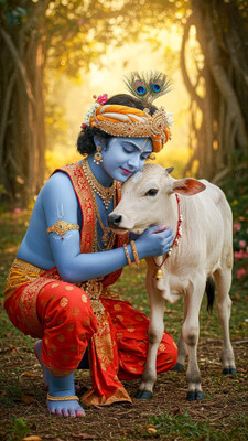 swaroopa 16.5 inch Krishna sticker Self Adhesive Sticker(Pack of 1)