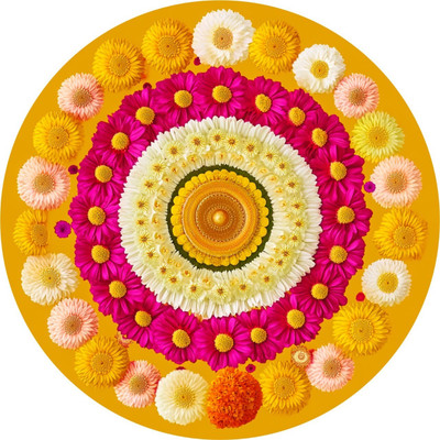 RECKZOZ 32 cm Premium 3D Floral Rangoli 32x32 cm & 3 Pcs Decorative Switch Board Sticker Set Self Adhesive Sticker(Pack of 1)