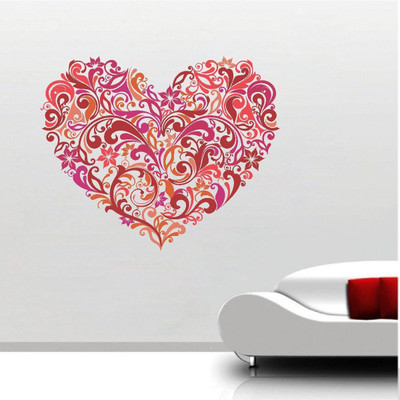 VCREATE DECOR 58 cm Love heart Removable Sticker(Pack of 1)