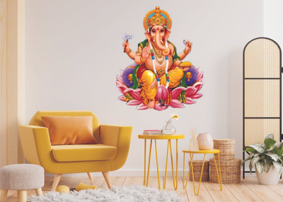 PARTHDECORE 65 cm ganesh ji wall sticker Self Adhesive Sticker(Pack of 1)