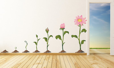 Wallzone 120 cm Colorfull Flower Removable Sticker(Pack of 1)