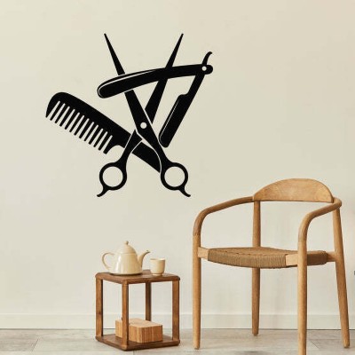 Xskin 27 cm Hair Salon Silhouette of Scissors and Self Adhesive Sticker(Pack of 1)