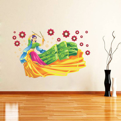 Vaalan 60 cm flower princess wall sticker Removable Sticker(Pack of 1)