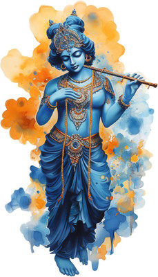 CreativeEdge 61 cm Wall Sticker 3D Lord Krishna Standing Self Adhesive Sticker(Pack of 1)
