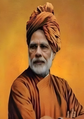 Dumdic 30 cm Honorable Modi Ji A4 Strong Self Adhesive Sticker(Pack of 1)
