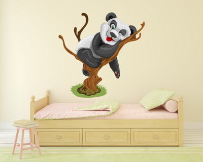 Wallzone 85 cm Cute Panda Lying In Tree|Decorations|Self Adhesive Removable Sticker(Pack of 1)