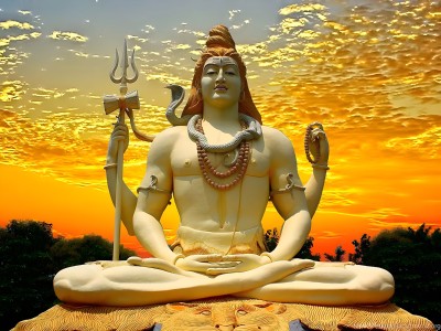 Zrintly 91 cm Lord Shiva (Posters- 90cm X 60cm) Self Adhesive Sticker(Pack of 1)