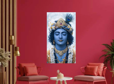 GLOBAL GRAPHICS 68 cm Lord Krishna Wall Poster Wall Sticker For Your Room Self Adhesive Sticker(Pack of 1)