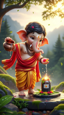 swaroopa 16.5 inch Ganesha Sticker Self Adhesive Sticker(Pack of 1)