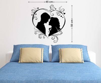 LANSTICK 45 cm Beautiful Couples with Heart Shape Decorative wallsticker Self Adhesive Sticker(Pack of 1)