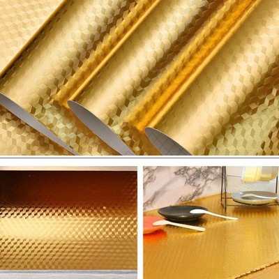 CRIYALE Foils Abstract Gold Wallpaper(L x W: 200 cm x 60 cm)