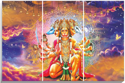 voorkoms 18 inch Panchmukhi Hanuman Wall Art Divine Five-Faced Lord Hanuman Self Adhesive Sticker(Pack of 1)