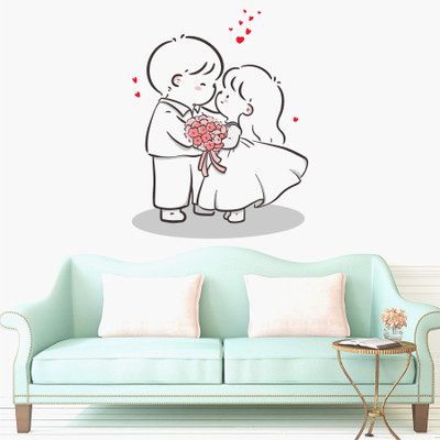 MEHMETDECOR 45 cm Cute Couple Wall Stickers & Murals Size - 45x58cm Self Adhesive Sticker(Pack of 1)