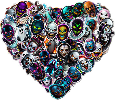 SoFFXia 5.5 cm Ghost_Stickers for Water Bottles, Laptop, Computer, Phone for Teens Adults Non-Reusable Sticker(Pack of 120)