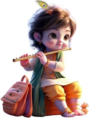 Krishna Sticker 60 cm Little Cute Krishna Baby Krishna God krishna Lord Krishna Self Adhesive Sticker(Pack of 1)