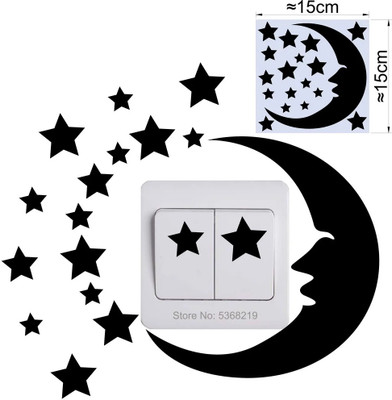 SnappyVinyl 15 cm Moon and star Self Adhesive Sticker(Pack of 1)