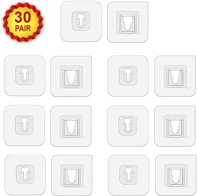 ALWAFLI Pack of 30 Pairs Self-Adhesive Male-Female Magic Hook for Hanging MFx30.15 Hook 30(Pack of 30)