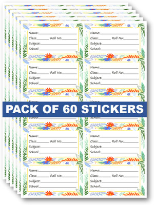 Lopo 10 cm Floral Green Name Slip for Books and Notebooks Self Adhesive Sticker(Pack of 60)