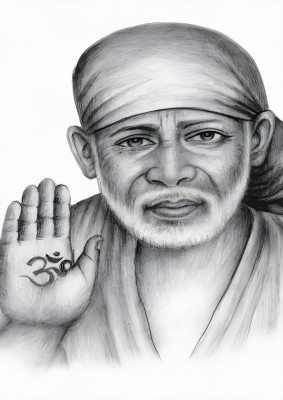 Dumdic 30 cm Om Sai Baba A4 Strong Self Adhesive Sticker(Pack of 1)