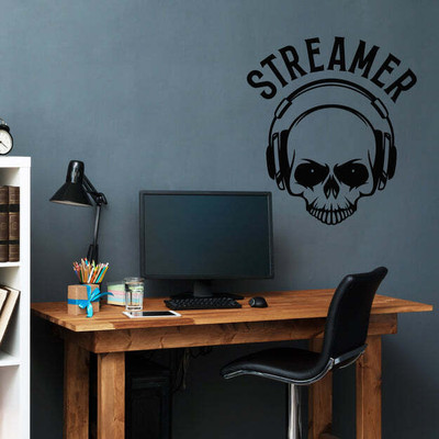 Xskin 36 cm Streamer Gaming Zone Decor Skull Self Adhesive Sticker(Pack of 1)