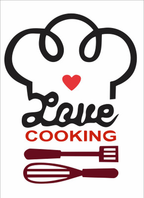 Lokeshcreative 16 inch Love And Cooking Self Adhesive Sticker(Pack of 1)