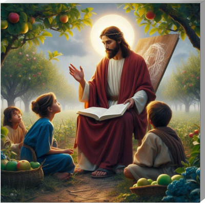 surmul 8 inch Jesus Teach Kids Wall Sunboard Poster For Home, House & Living Room Self Adhesive Sticker(Pack of 1)