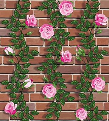 Flipkart SmartBuy 500 cm Green, Brown, Pink Color Brick and FloralWallpaper Self Adhesive Sticker(Pack of 1)