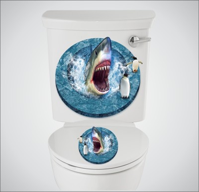 Decor vibe 38 cm fish background hd Toilet Seat Sticker ( Size :- 38 X 33 cm )GDDS94 NEW Self Adhesive Sticker(Pack of 1)