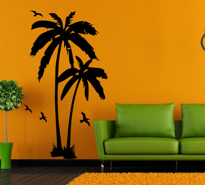 MIIKOR 130 cm Coconut Tree | Non-Reusable Stickers Self Adhesive Sticker(Pack of 1)