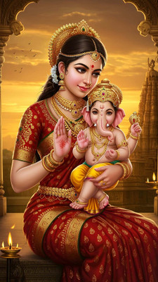 swaroopa 16.5 inch Lord Ganesha Sticker Self Adhesive Sticker(Pack of 1)