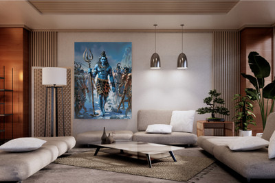 Tam tam 24 inch Religion Lord Shiva Poster For Wall Home office Decor (Size 24x18 inch) Self Adhesive Sticker(Pack of 1)