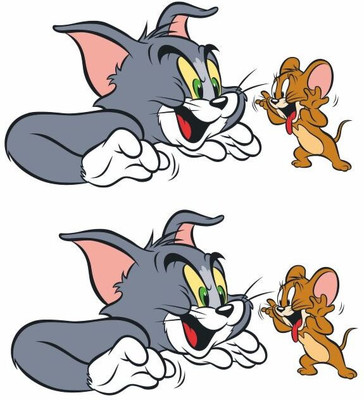 Varadvinayak 30 cm Tom & Jerry Wall Sticker, Size:- 30 cm Self Adhesive Sticker(Pack of 1)
