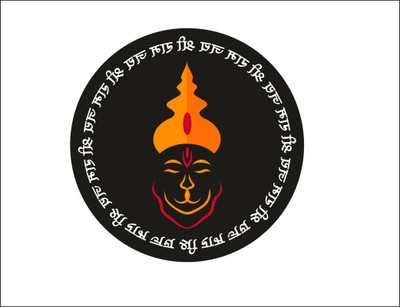 Vijaya enterprises 45 cm Lord Hanuman Orange Wall Sticker|Jai Shri Ram For Pooja Room Size 18x18 inch Self Adhesive Sticker(Pack of 1)