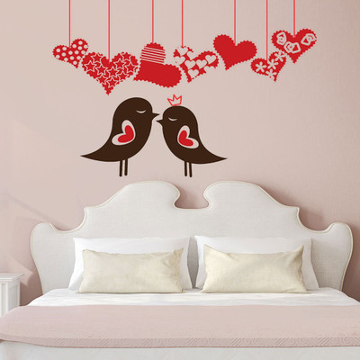 walkart 2.54 cm king and queen birds with their hearts Removable Sticker(Pack of 1)