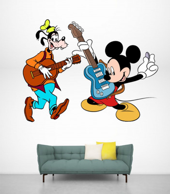 parth decor 60 cm MICKEY MOUSE WALL STICKER (60X45) CM Self Adhesive Sticker(Pack of 1)