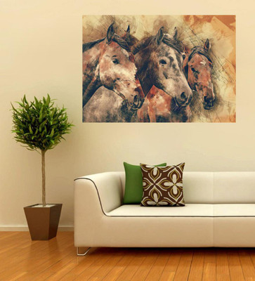 Stickerberry 90 cm Horse Wall Painting wall poster for Home Decor 60 CM X 90 CM Self Adhesive Sticker(Pack of 1)