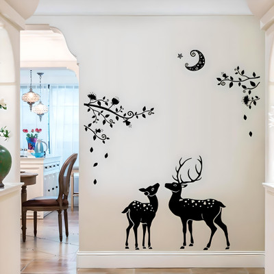 Indian Royals 60 cm Black Deer Design Wall Sticker Self Adhesive Sticker(Pack of 1)
