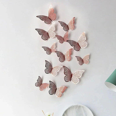 NIJEK STORE 4 cm 3D Butterfly Self Adhesive Wall Sticker Decorative Item For Home Birthday Party Double-sided Sticker(Pack of 12)