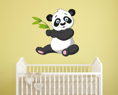 Wallme 55 cm Panda | Non-Reusable Sticker Self Adhesive Sticker(Pack of 1)