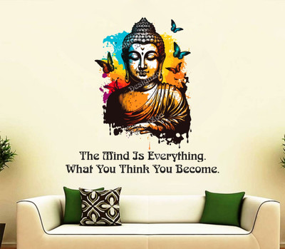 Art Kafe 61 cm Gautam Buddha Mind is Everything Self Adhesive Sticker(Pack of 1)