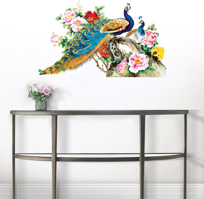 Decal O Decal 50 cm Beautiful Peacock on Tree Branch Self Adhesive Sticker(Pack of 1)