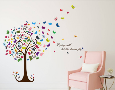 MIIKOR 115 cm Tree | Non-Reusable Stickers Self Adhesive Sticker(Pack of 1)